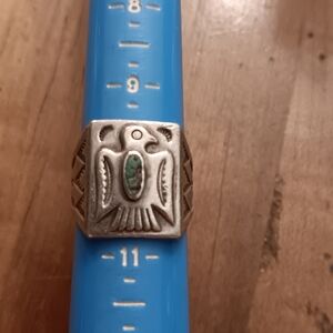 Vtg bell trading post sterling ring turquoise thunderbird navajo Fred harvey